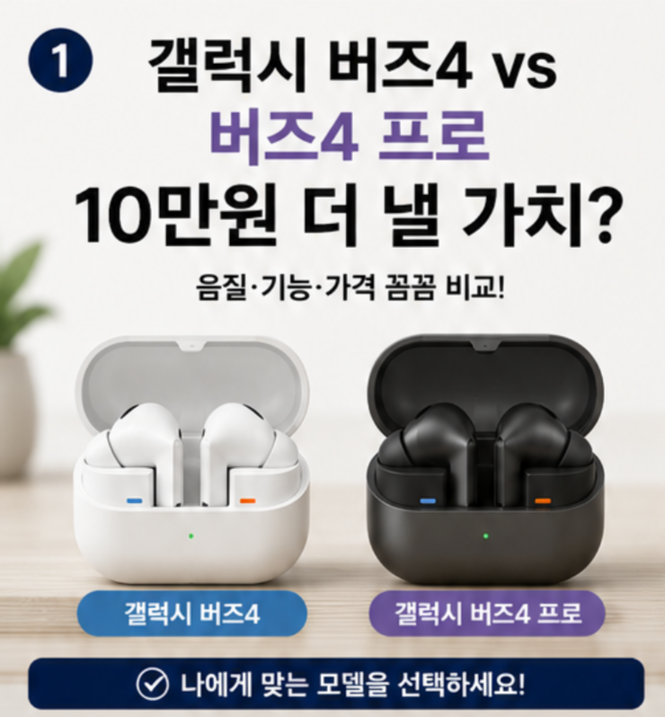 갤럭시 버즈4 vs 버즈4 프로 차이, 10만원 더 주고 프로 살 필요 있을까?