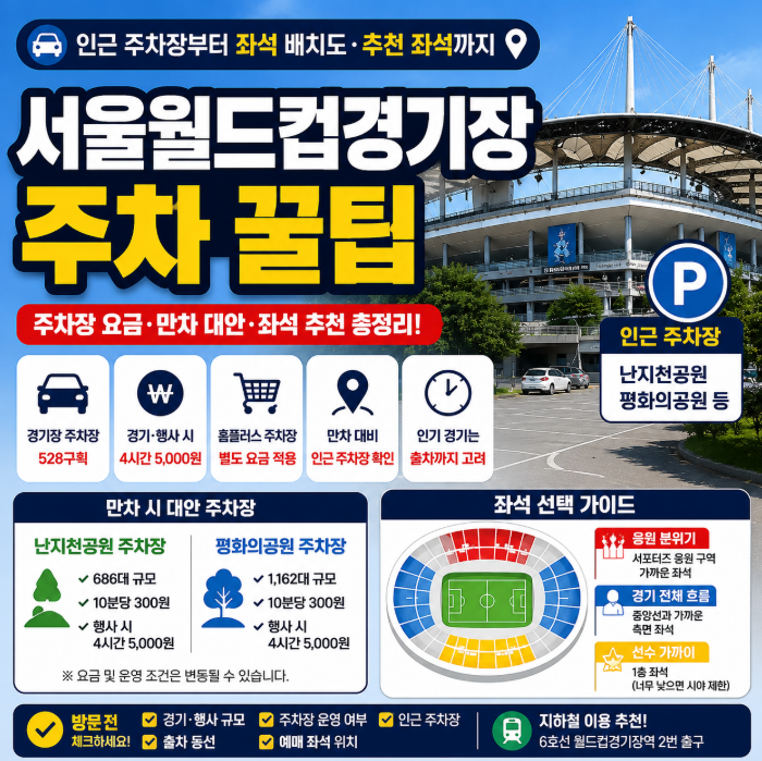 서울월드컵경기장 주차 꿀팁, 홈플러스·인근 주차장부터 추천 좌석까지