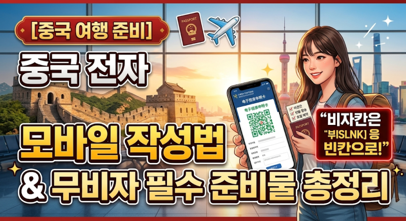[중국 여행 준비] "비자칸은 빈칸으로!" 중국 전자 입국신고서(QR) 모바일 작성법 & 무비자 필....