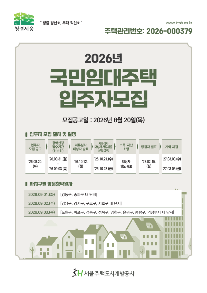 서울 SH 국민임대주택 1,973세대｜월 18만원부터, 거주기간 제한 없음! 신청조건·임대료·청약....