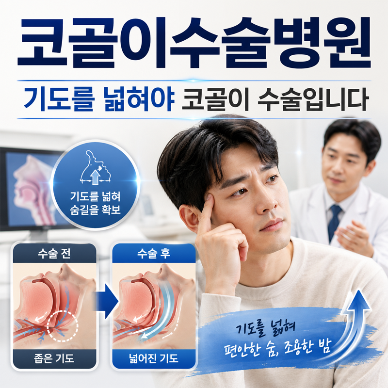 코골이수술병원, 기도를 넓혀야 코골이 수술입니다