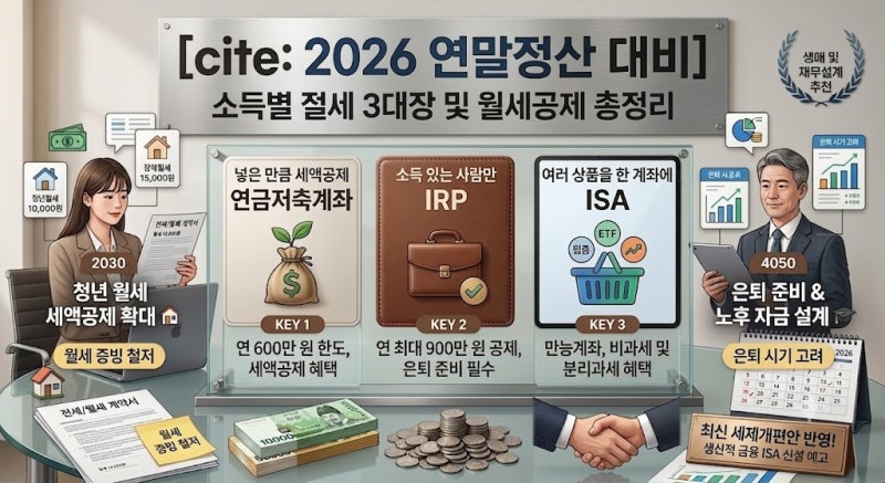 [2026 연말정산 대비] 2030 직장인부터 4050 은퇴예정자까지, 소득별 절세 3대장 및 월세공제 총....