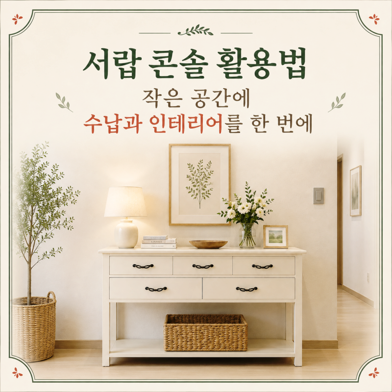 서랍 콘솔 활용법, 작은 공간에 수납과 인테리어를 한 번에