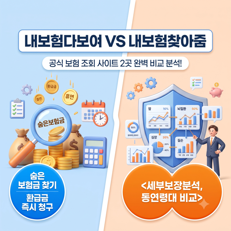내보험다보여 VS 내보험찾아줌 차이점 총정리! 내게 필요한 사이트는?