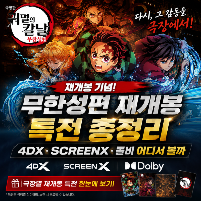 귀멸의 칼날 무한성편 재개봉 특전 총정리, 4DX·SCREENX·돌비 어디서 볼까