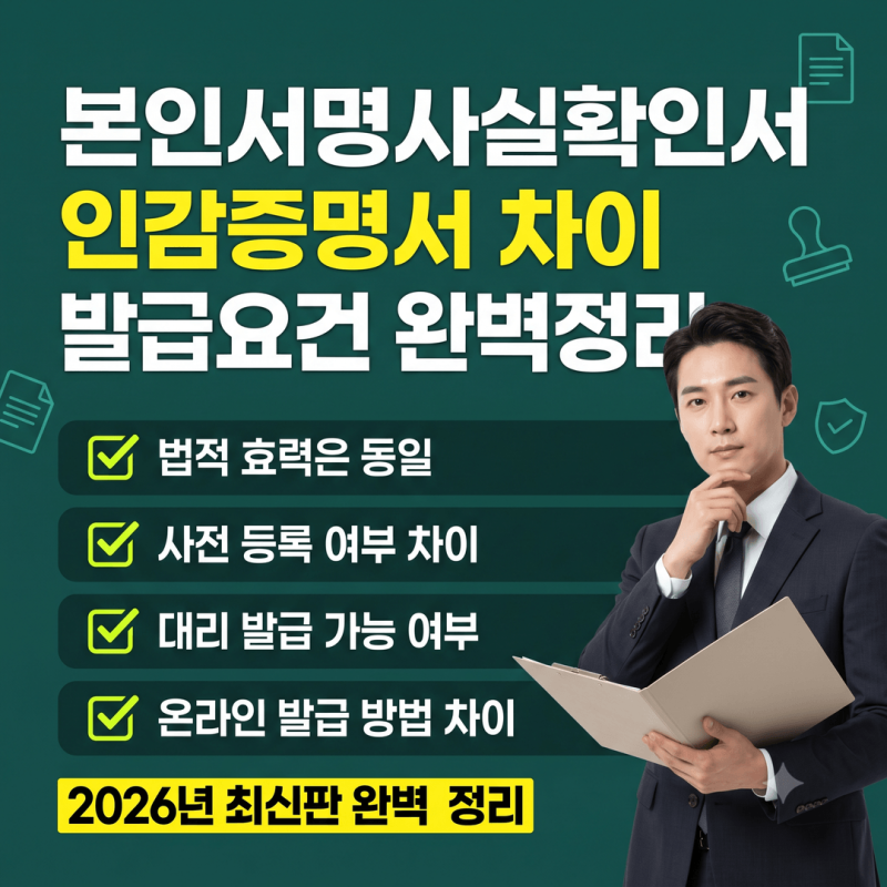 본인서명사실확인서 발급요건 2026년 최신판, 인감증명서와 법적 효력은 같지만 다른 3가지 ....