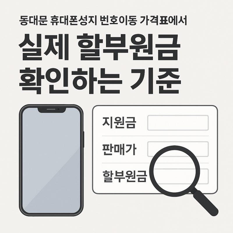 동대문 휴대폰성지 번호이동 가격표에서 실제 할부원금 확인하는 기준