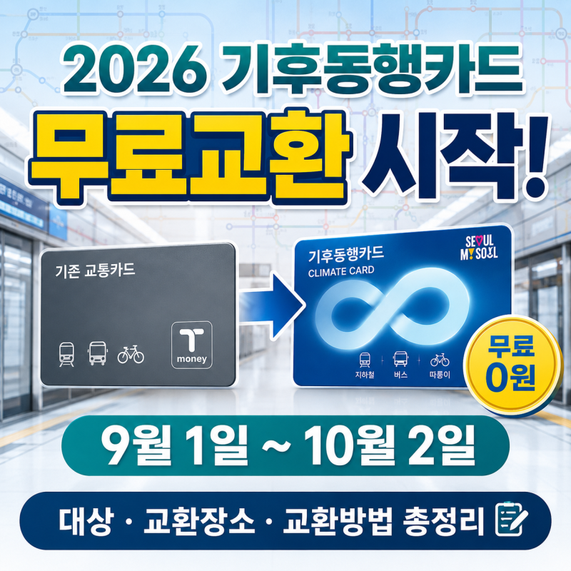 2026 기후동행카드 무료교환(기간, 대상, 교환장소, 교환방법)