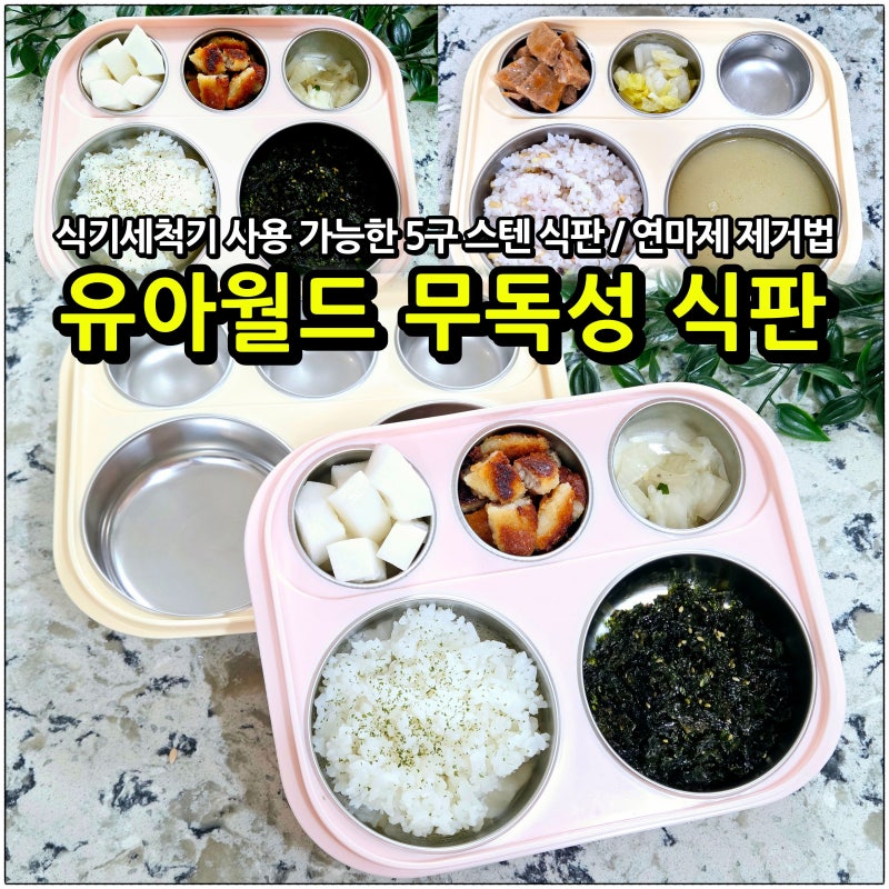 유아월드 스텐 식판 내돈내산 5구 식판 세척기 사용법 연마제 제거 꿀팁