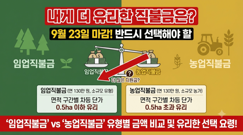 내게 더 유리한 직불금은? 9월 23일 마감, 반드시 선택해야 할 '임업직불금' vs '농업직불금' 사....