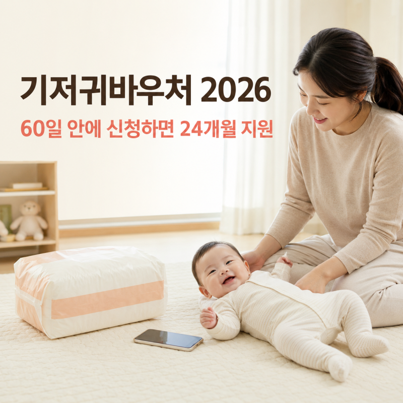 기저귀바우처 2026년 기준｜60일 안에 신청하면 24개월 지원받아요