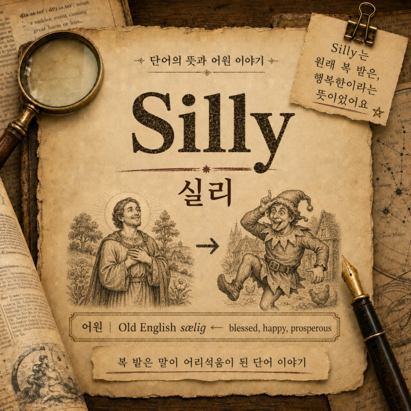 [영어단어 공부] Silly 뜻 실리 영어로, 원래 복 받은, 행복한이라는 뜻이었어요