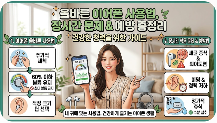 올바른 이어폰 사용법과 장시간 착용 시 나타나는 문제점 및 예방법 총정리