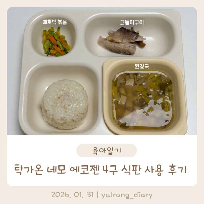 유아 식판 추천 탁가온 네모 에코젠 4구식판+전용 볼 7개월 사용 후기