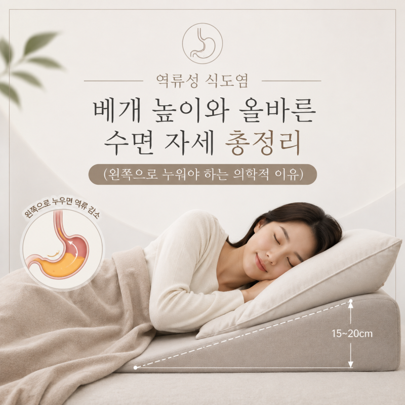 역류성 식도염 베개 높이와 올바른 수면 자세 총정리 (왼쪽으로 누워야 하는 의학적 이유)