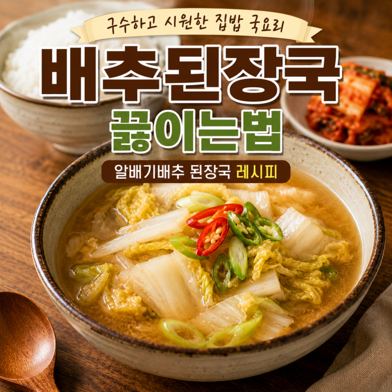 배추된장국 끓이는법, 구수하고 시원한 알배기배추 된장국 레시피
