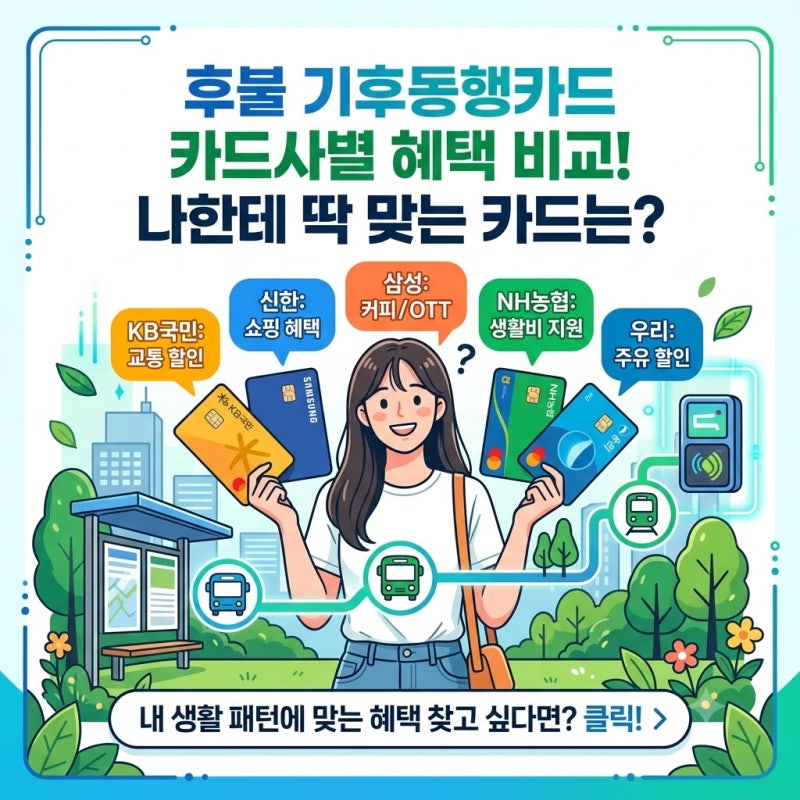 후불 기후동행카드 카드사별 혜택 비교! 나한테 딱 맞는 카드는?