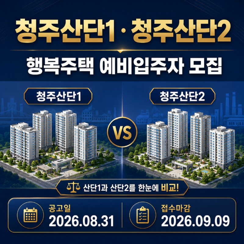 청주산단1·2 행복주택 9월 9일 마감, 같은 이름 속 공급 규모를 나눠 읽는 법