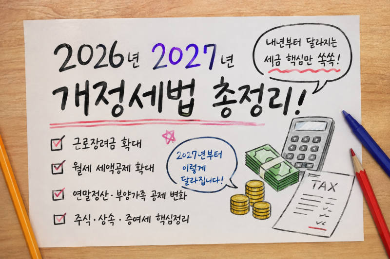 2027년 세금이 달라집니다! 근로장려금 ↑ 월세공제 ↑연말정산·주식·상속까지 총정리