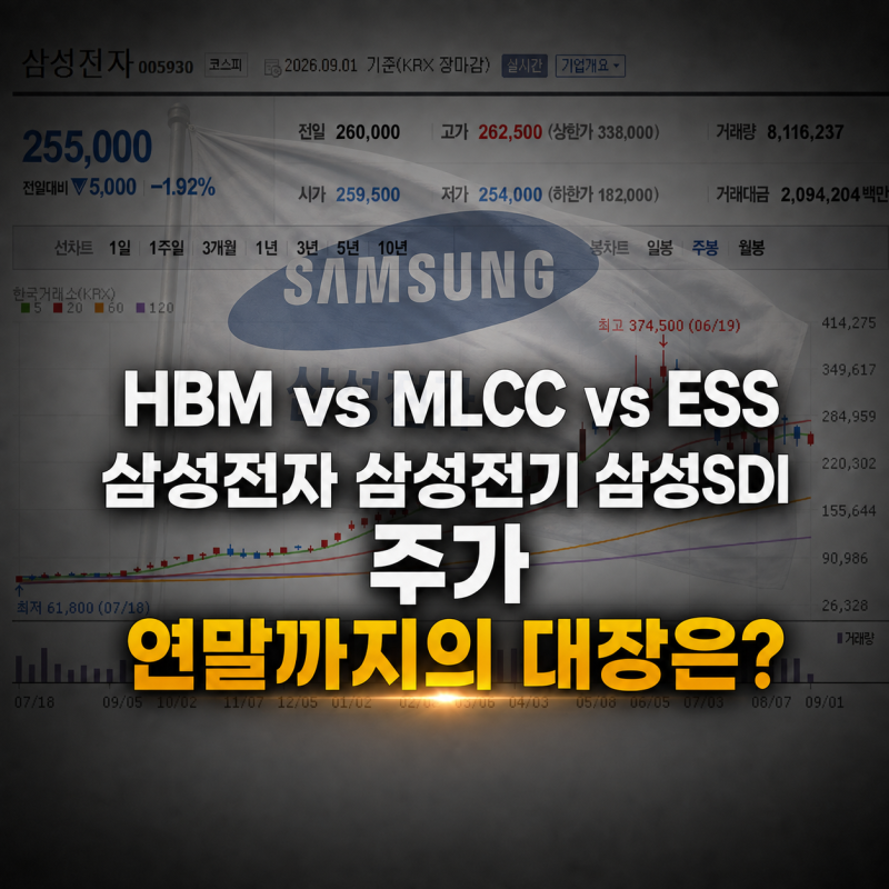 “HBM vs MLCC vs ESS” 삼성전자 삼성전기 삼성SDI 주가 연말까지의 대장은?