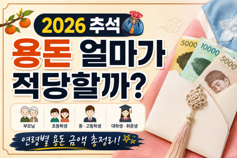 2026 추석 명절 용돈 얼마가 적당할까? 부모님·조카·아이 연령별 용돈 총정리