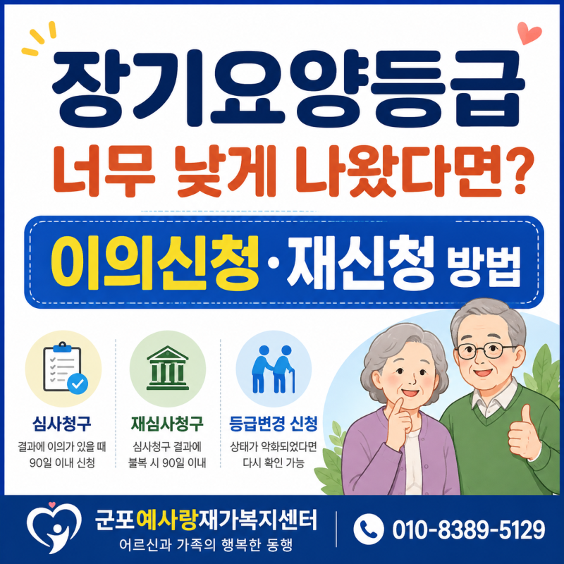 장기요양등급 이의신청 방법, 등급 올리려면? ㅣ심사청구·재신청 총정리ㅣ군포예사랑재가....