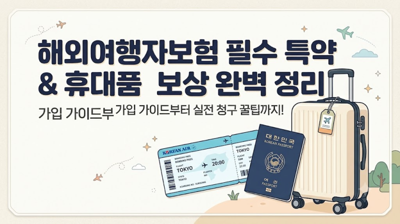 해외여행자보험 비교 가이드! 필수 특약 3가지와 휴대품 파손·도난 보상 청구 꿀팁 총정리