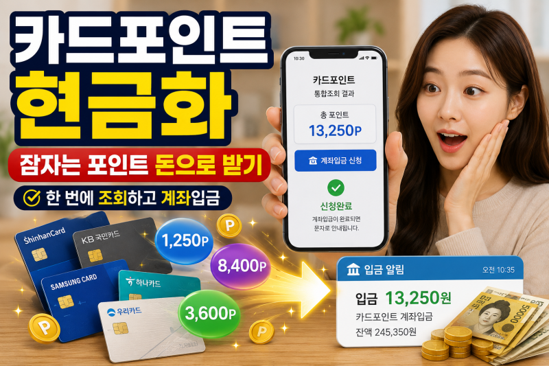 카드포인트 현금화 방법｜잠자는 포인트 한 번에 계좌로 받는 법