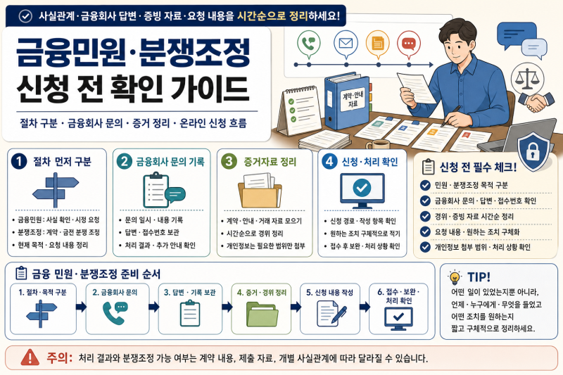 금융민원 신청 전 확인할 것｜금융감독원 민원·분쟁조정 절차와 증거 정리