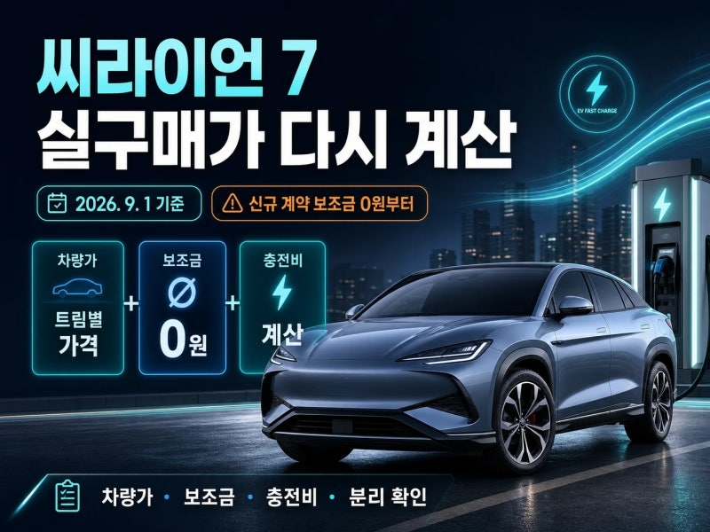 중형 SUV BYD 씨라이언 7 가격 보조금 충전비, 현재 기준으로 다시 보는 정가와 실구매가 차이 3....