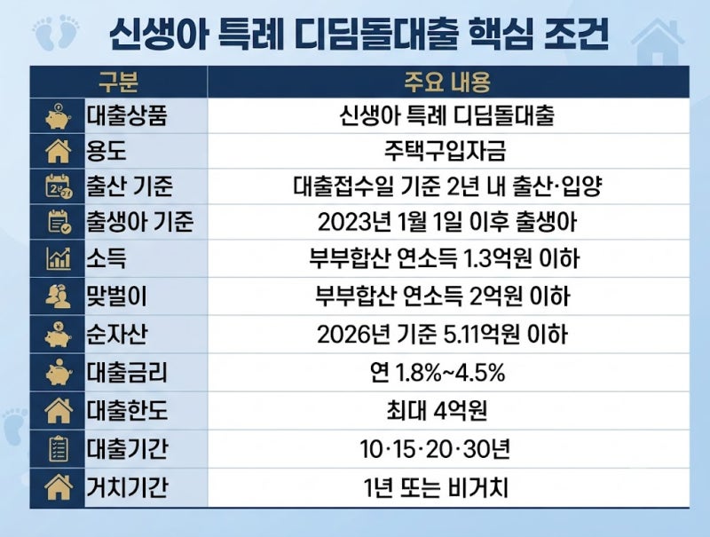 신생아 특례 디딤돌대출 최대 4억원! 금리 1.8%부터 신청조건·소득·자산·우대금리 총정리