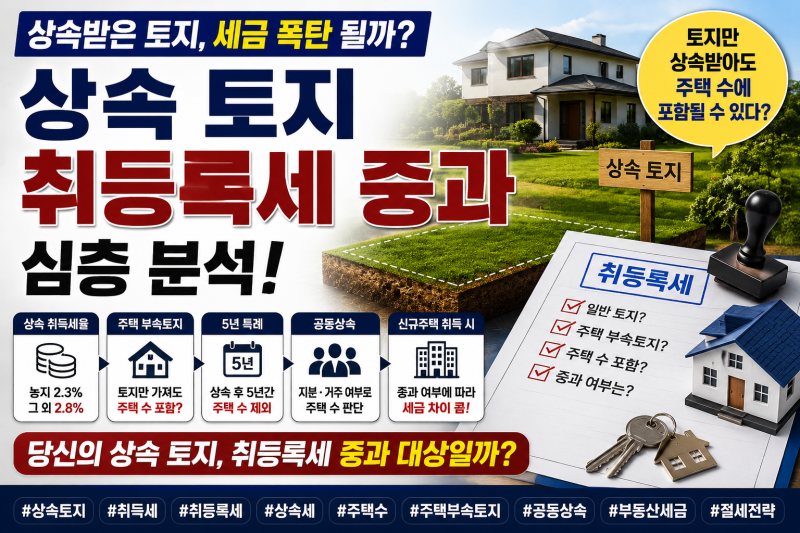 상속받은 토지, 취득세 중과될까?토지만 상속받았는데도 주택 수에 포함될 수 있다? 사례로 ....
