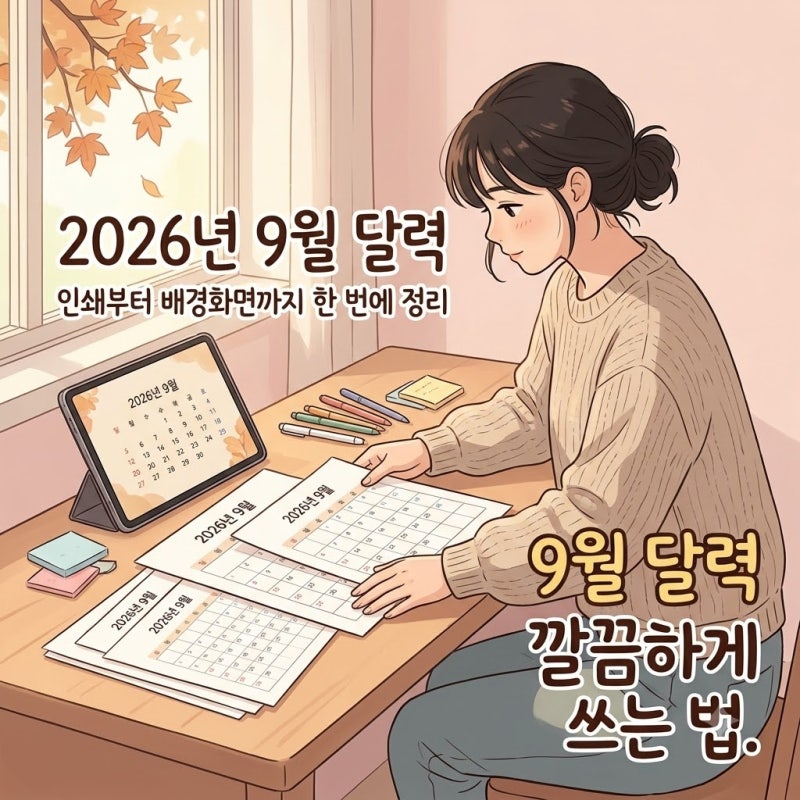 2026년 9월 달력, 인쇄·배경화면·플래너용으로 예쁘게 쓰는 디자인 체크포인트