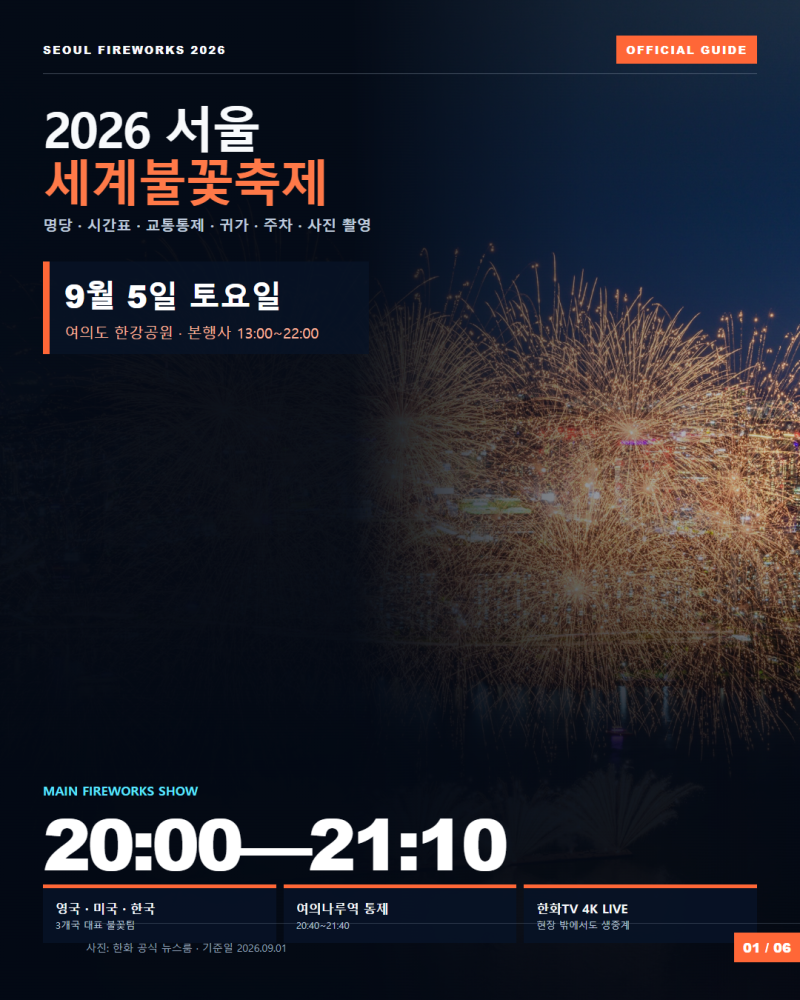2026 서울세계불꽃축제 9월 5일 총정리｜시간표·명당·귀가·주차·사진 촬영 팁