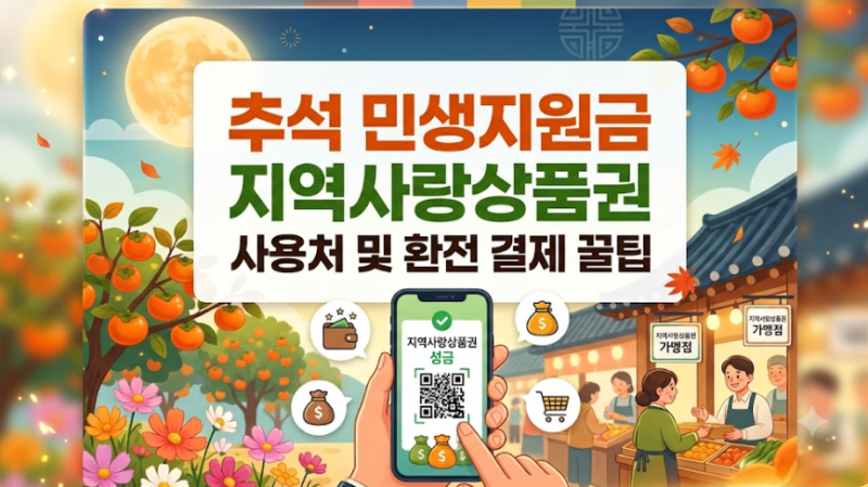 추석 민생지원금 지역사랑상품권 사용처 및 환전 결제 꿀팁 (전통시장 할인)