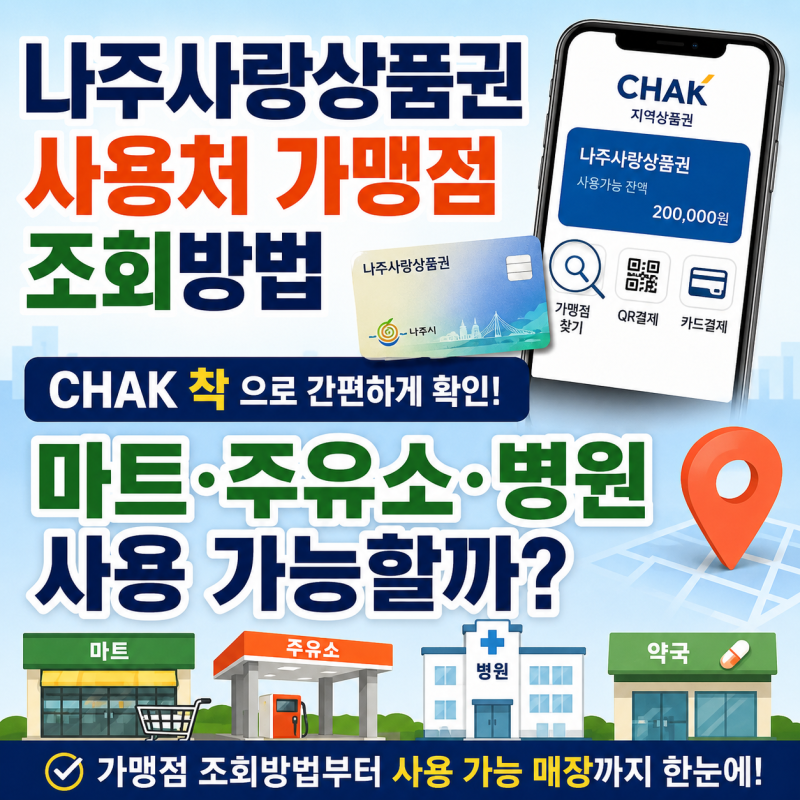 나주사랑상품권 사용처 가맹점 조회방법, CHAK 착·마트·주유소·병원 사용 가능할까?