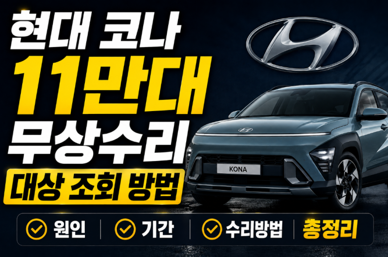 현대 코나 11만대 무상수리 대상 조회 방법, 원인·기간·수리방법 총정리