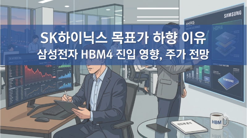 SK하이닉스 목표주가 조정 이유, 목표가 하향 원인, 삼성전자 HBM4 진입 영향, 엔디비아 공급망....