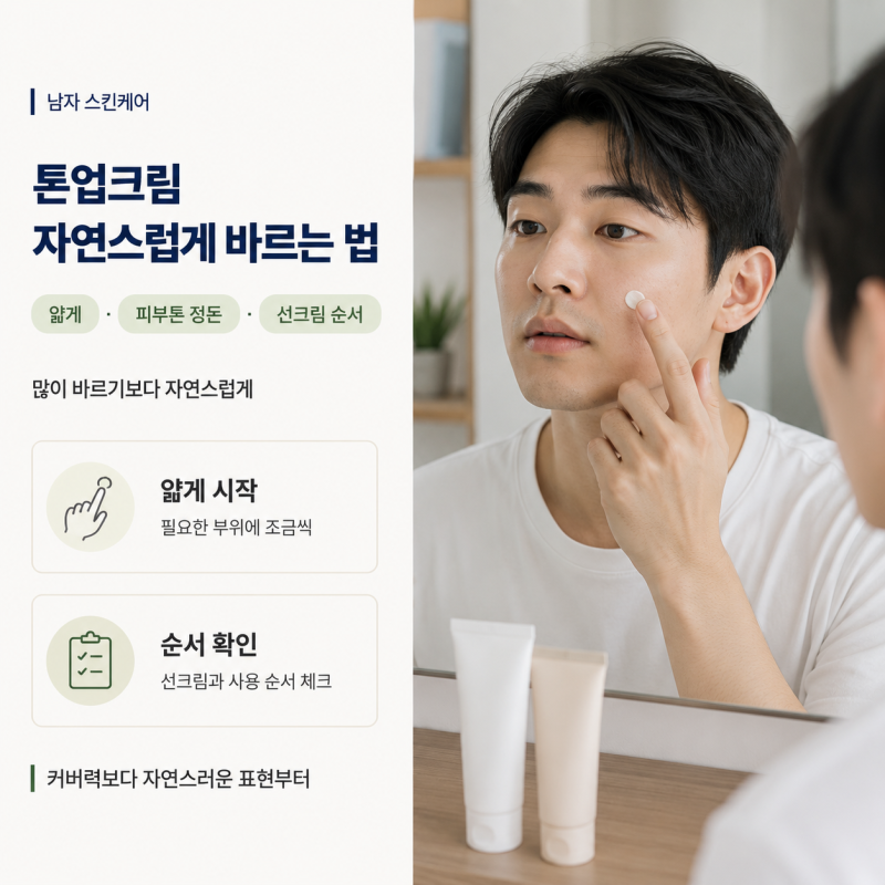 남자 톤업크림 바르는 법, 자연스러운 피부 표현과 선크림 순서까지