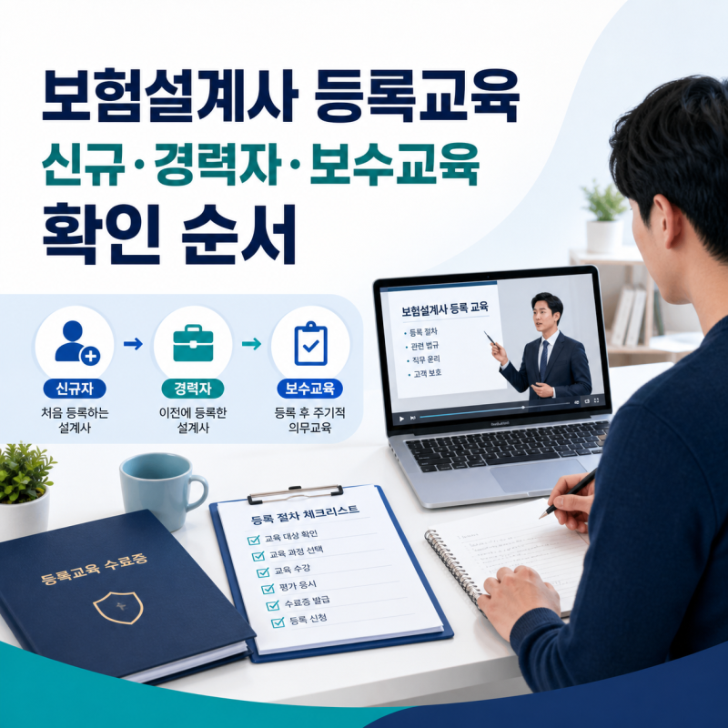 보험설계사 등록교육, 신규 경력자 보수교육 차이와 수료 확인