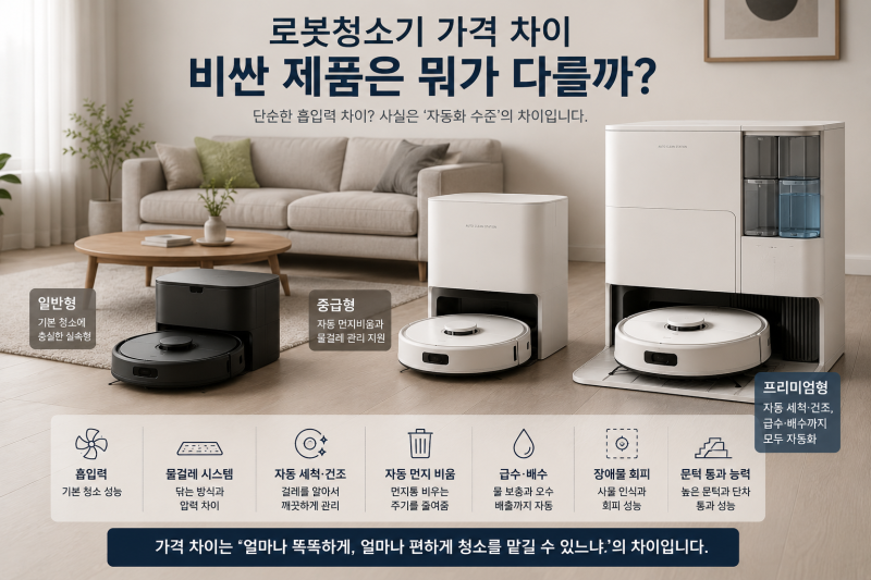 로봇청소기 가격 차이 왜 이렇게 클까? 비싼 제품이 다른 이유