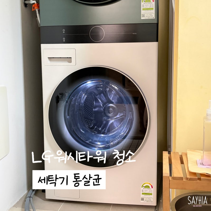 LG 워시타워 세탁기 청소 셀프 통살균 아기옷 빨래 전 출산준비 (다이소 세탁조 클리너)