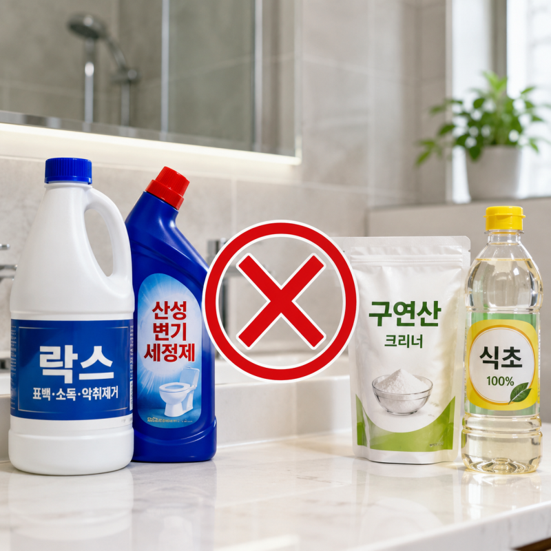 욕실 곰팡이 제거, 락스 사용할 때 섞으면 안 되는 세제