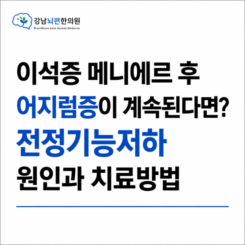 이석증 메니에르 후 어지럼증 계속, 전정기능저하 원인과 치료방법