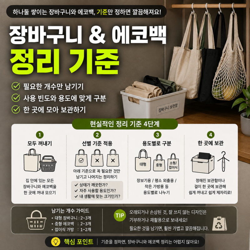 에코백이 자꾸 쌓인다면, 자주 쓰는 것만 남겨 깔끔하게 정리하는 방법