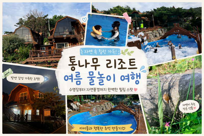 8월 마지막 물놀이 | 보령 통나무리조트펜션 단체펜션 후기 (아이 9명 동반)