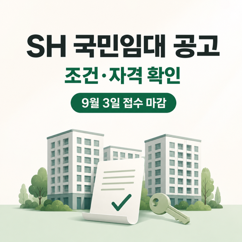 SH 국민임대 공고 조건, 9월 3일 접수 마감까지 내가 되는지 확인