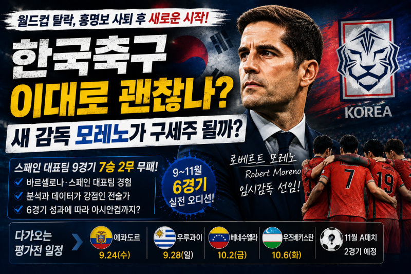 한국축구 이대로 괜찮나…새 감독 모레노가 구세주 될까? ‘스페인 7승2무’만 보면 안 되는 ....