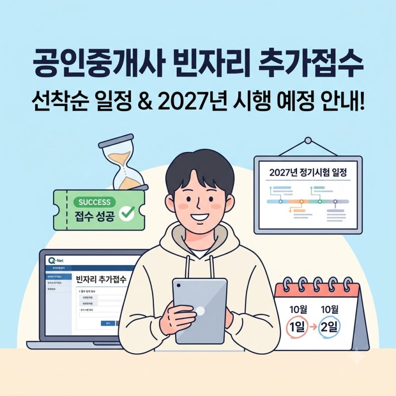 공인중개사 시험접수 빈자리 추가접수 일정 및 2027년 시행 예정 안내
