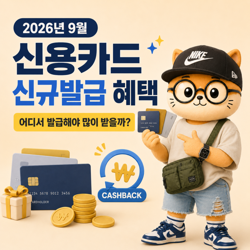 2026년 9월 신용카드 신규발급 혜택 비교, 어디서 발급해야 많이 받을까?